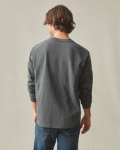 Men's Broken-In Premium Slub Long Sleeve Henley - Washed Black