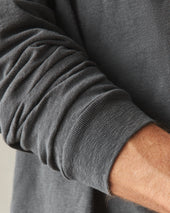 Men's Broken-In Premium Slub Long Sleeve Henley - Washed Black
