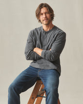 Men's Broken-In Premium Slub Long Sleeve Henley - Washed Black