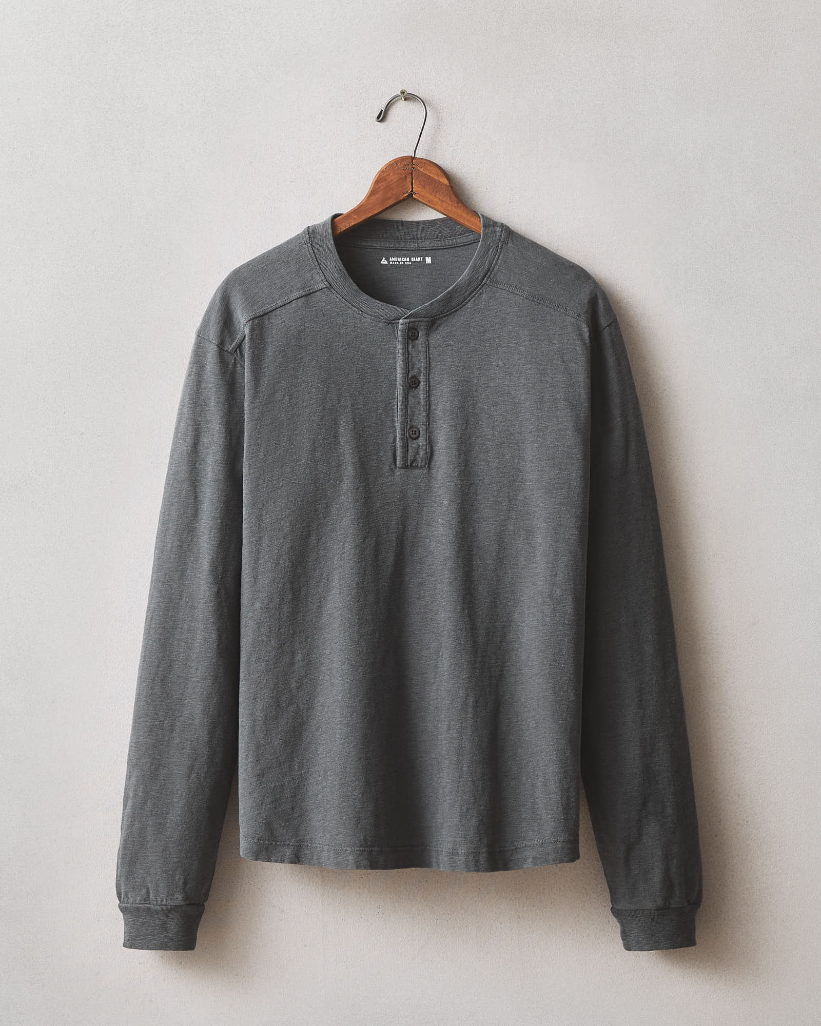 Men S Broken In Premium Slub Long Sleeve Henley Washed