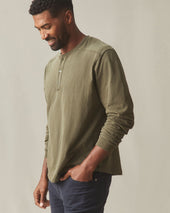 Men's Broken-In Premium Slub Long Sleeve Henley - Washed Seaweed