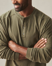 Men's Broken-In Premium Slub Long Sleeve Henley - Washed Seaweed