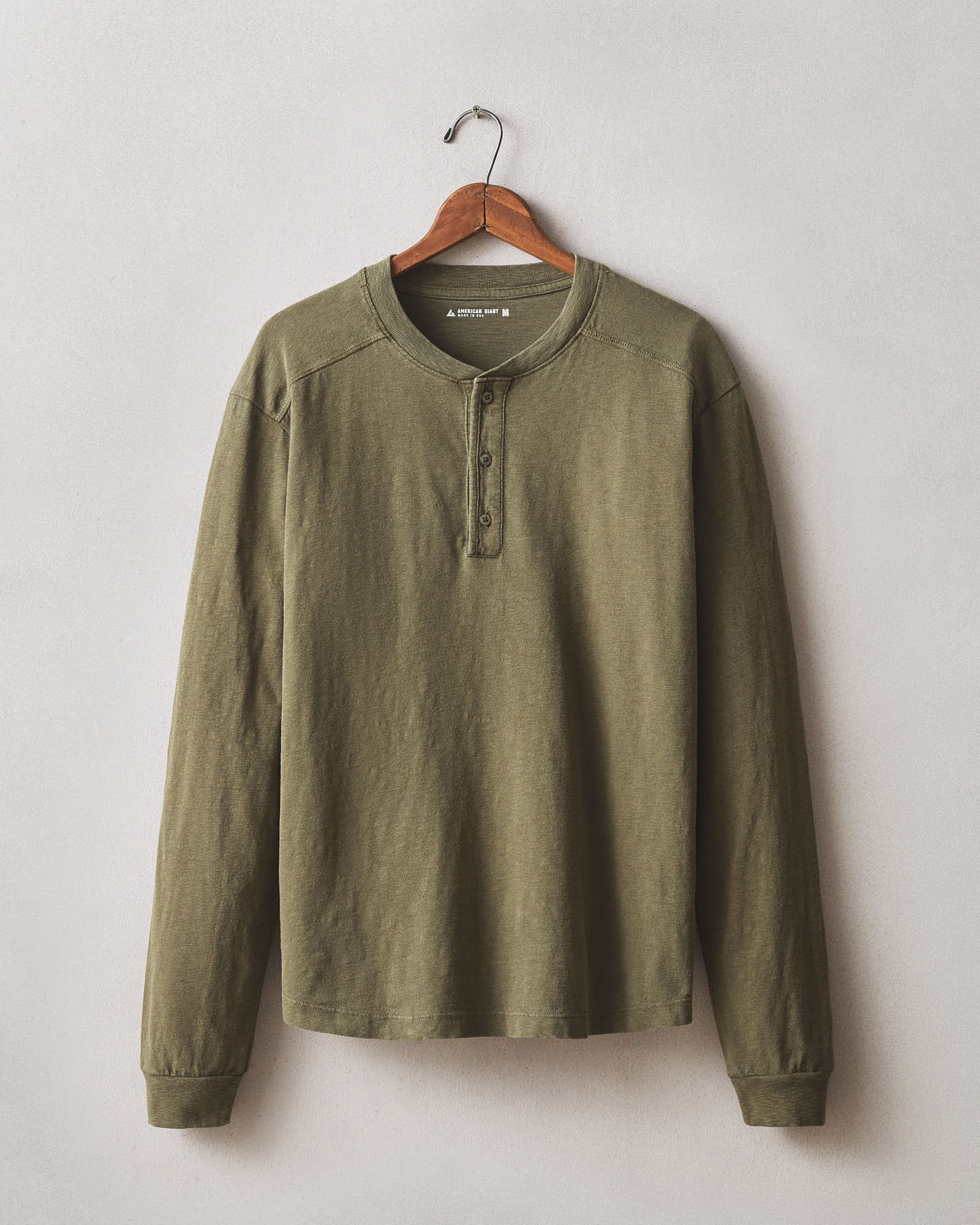 Men S Broken In Premium Slub Long Sleeve Henley Washed Seaweed