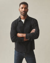 Men's Premium Slub Button Up Long Sleeve - Black