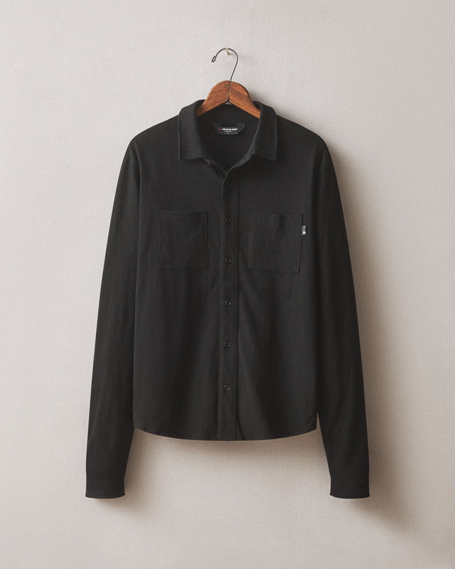 Men's Premium Slub Button Up Long Sleeve - Black