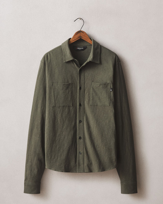 Men's Premium Slub Button Up Long Sleeve - Loden