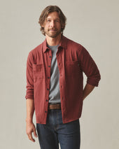 Men's Premium Slub Button Up Long Sleeve - Russet Brown