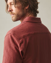 Men's Premium Slub Button Up Long Sleeve - Russet Brown