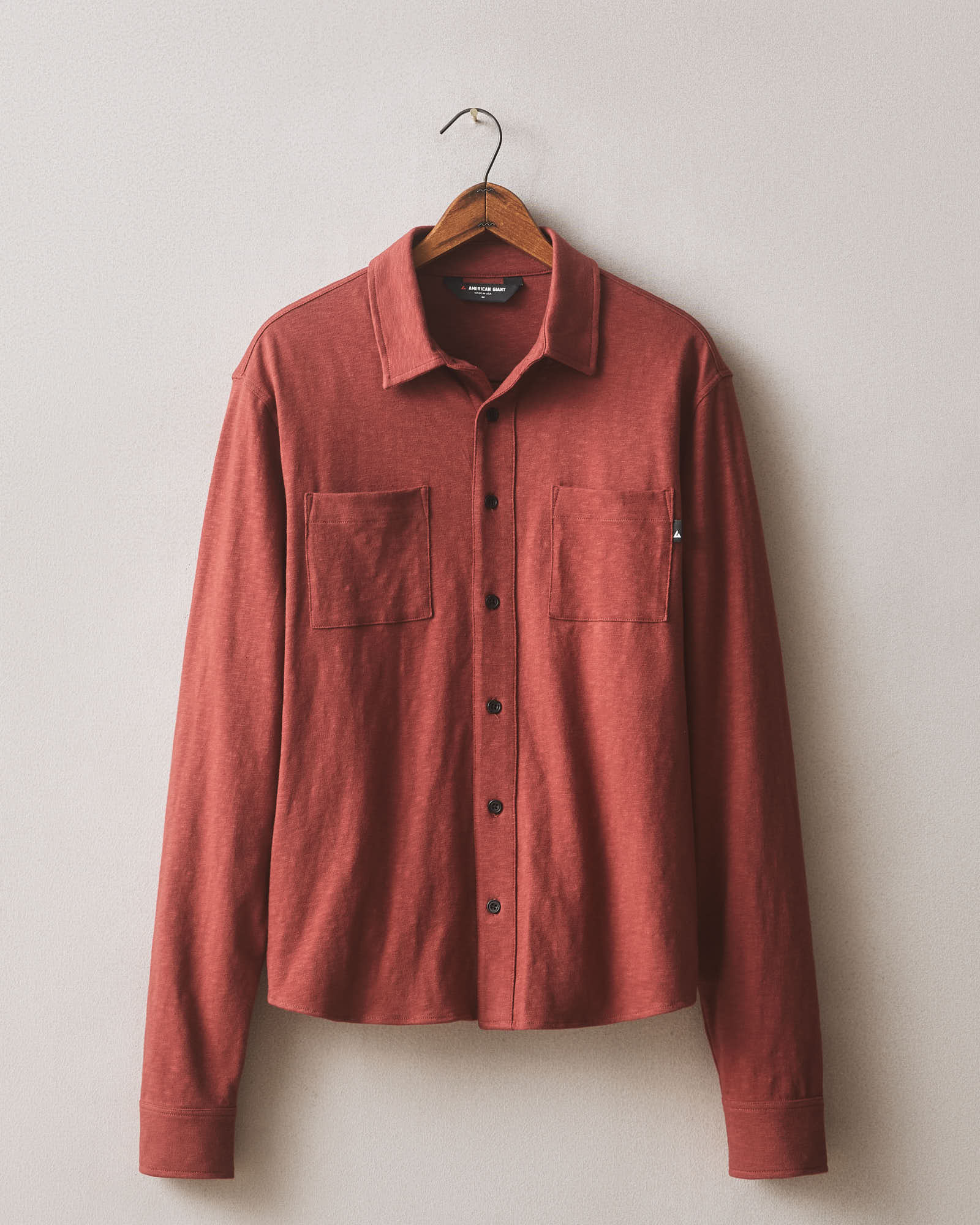 Men S Premium Slub Button Up Long Sleeve Russet Brown