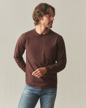Men S Long Sleeve Pocket Tee Chicory Coffee