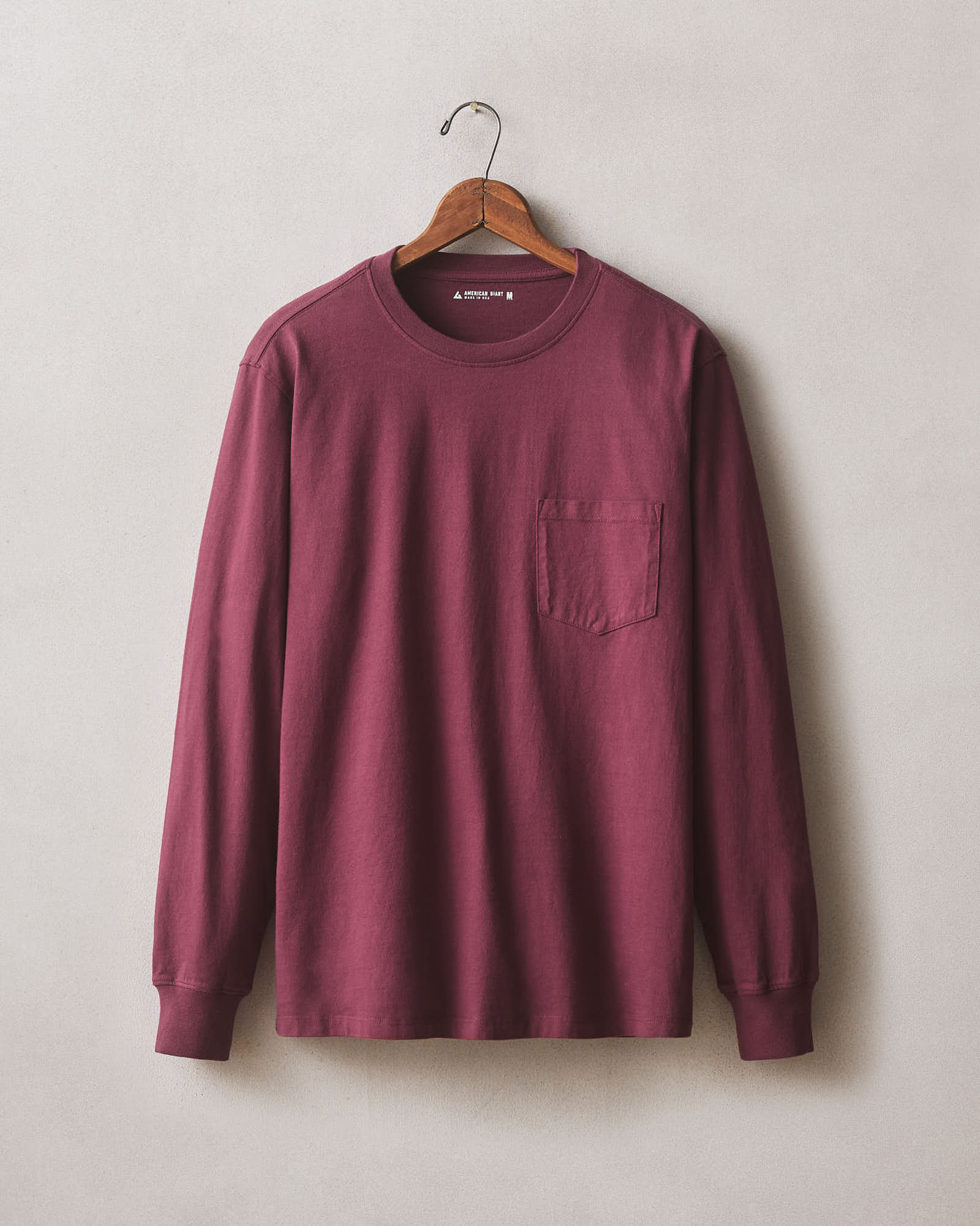 Men S Long Sleeve Pocket Tee Zinfandel