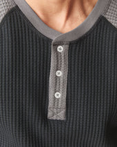 Men S Colorblock Waffle Long Sleeve Henley Thunderstorm
