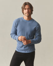 Men's Waffle Long Sleeve Crew - Bluefin