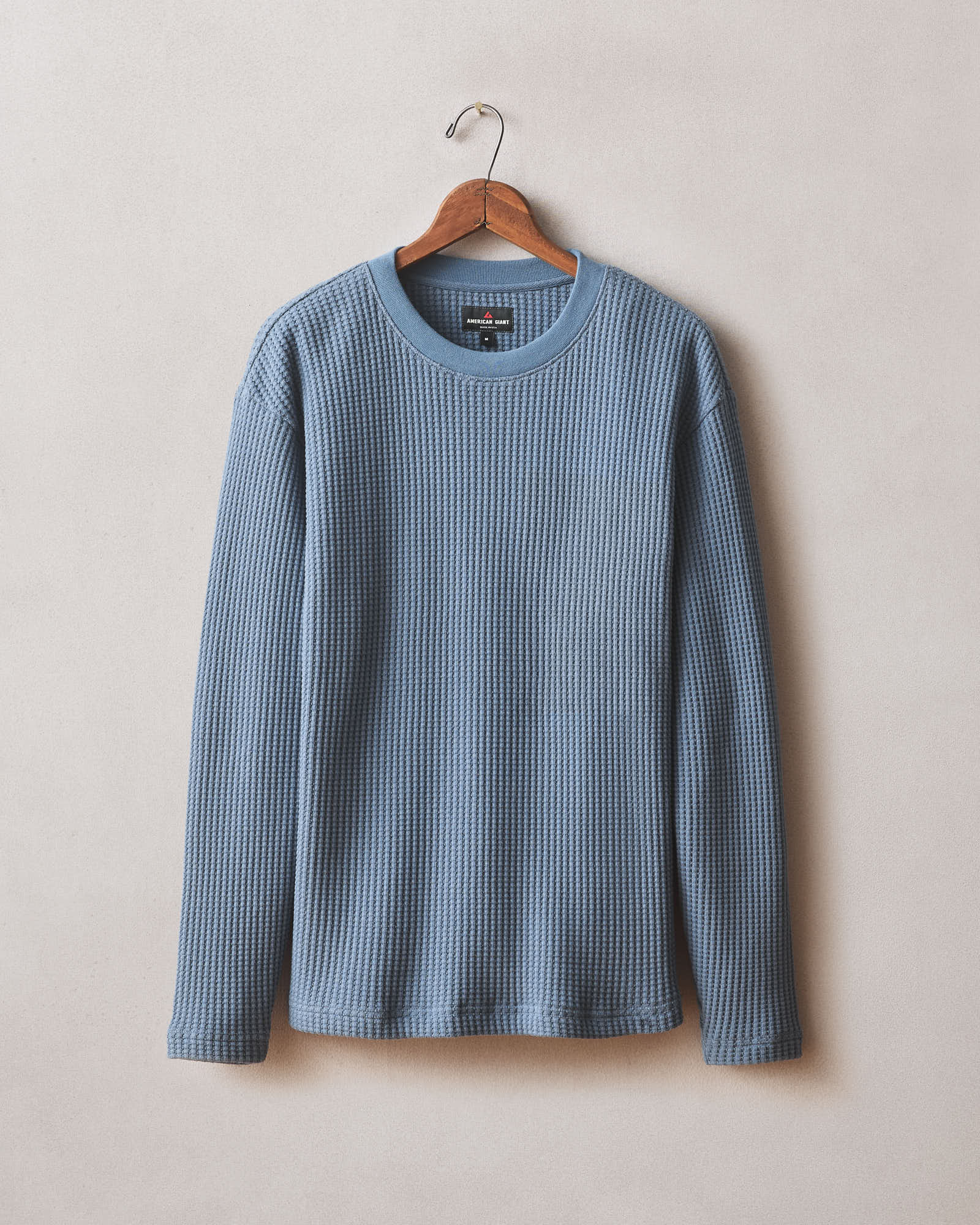 Men S Waffle Long Sleeve Crew Bluefin
