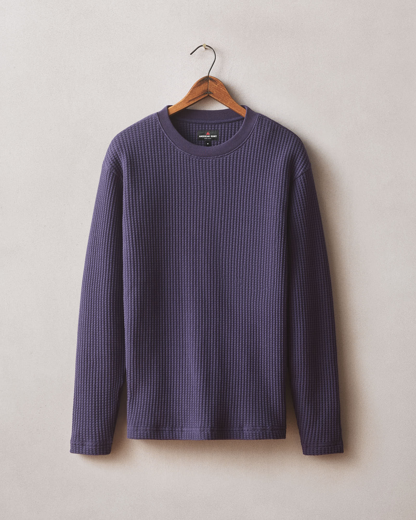 Men S Waffle Long Sleeve Crew Purple Velvet