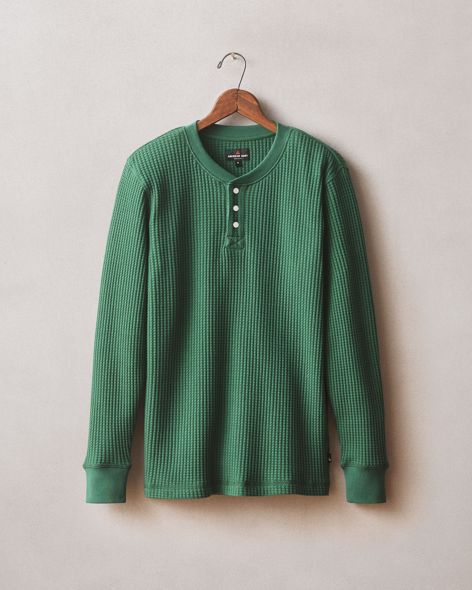 Men S Waffle Long Sleeve Henley Green