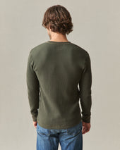 Men's Waffle Long Sleeve Henley - Loden