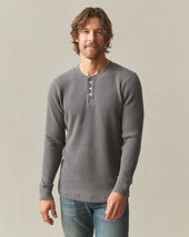 Men's Waffle Long Sleeve Henley - Thunderstorm