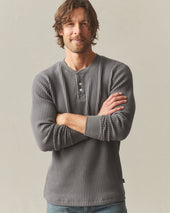 Men S Waffle Long Sleeve Henley Thunderstorm