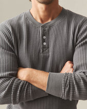 Men S Waffle Long Sleeve Henley Thunderstorm