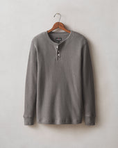Men S Waffle Long Sleeve Henley Thunderstorm