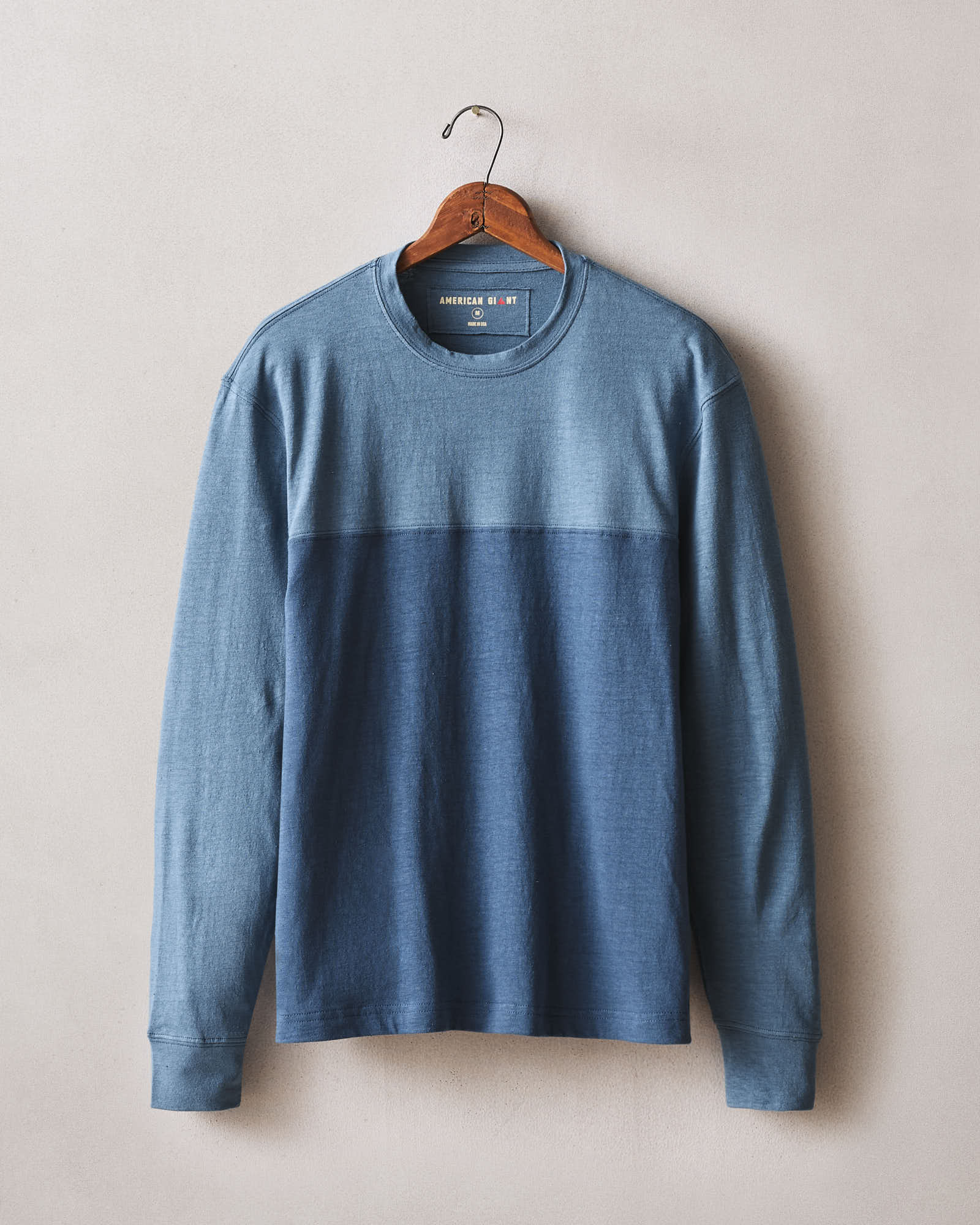 Men S Hemp Colorblock Long Sleeve Tee Bluefin Dark