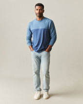 Men S Hemp Colorblock Long Sleeve Tee Bluefin Dark