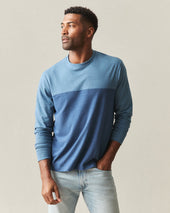 Men S Hemp Colorblock Long Sleeve Tee Bluefin Dark