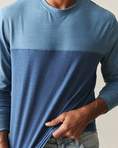 Men S Hemp Colorblock Long Sleeve Tee Bluefin Dark