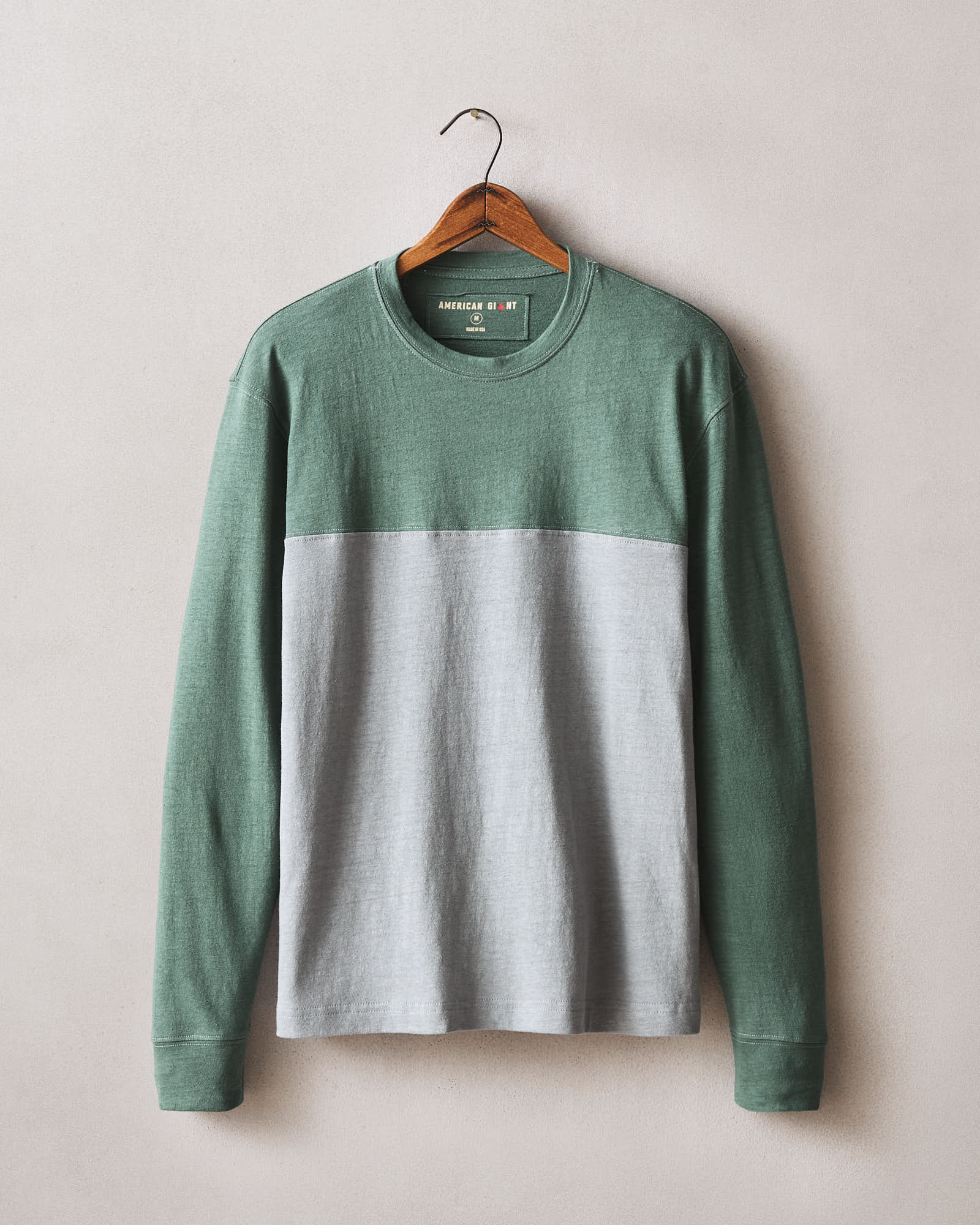 Men S Hemp Colorblock Long Sleeve Tee Dark Monument