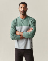 Men S Hemp Colorblock Long Sleeve Tee Dark Monument