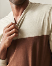 Men S Hemp Colorblock Long Sleeve Tee Feather Grey Tiramisu