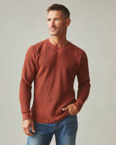 Men S Waffle Crew Long Sleeve Smoked Paprika