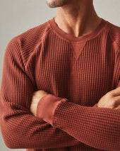 Men S Waffle Crew Long Sleeve Smoked Paprika