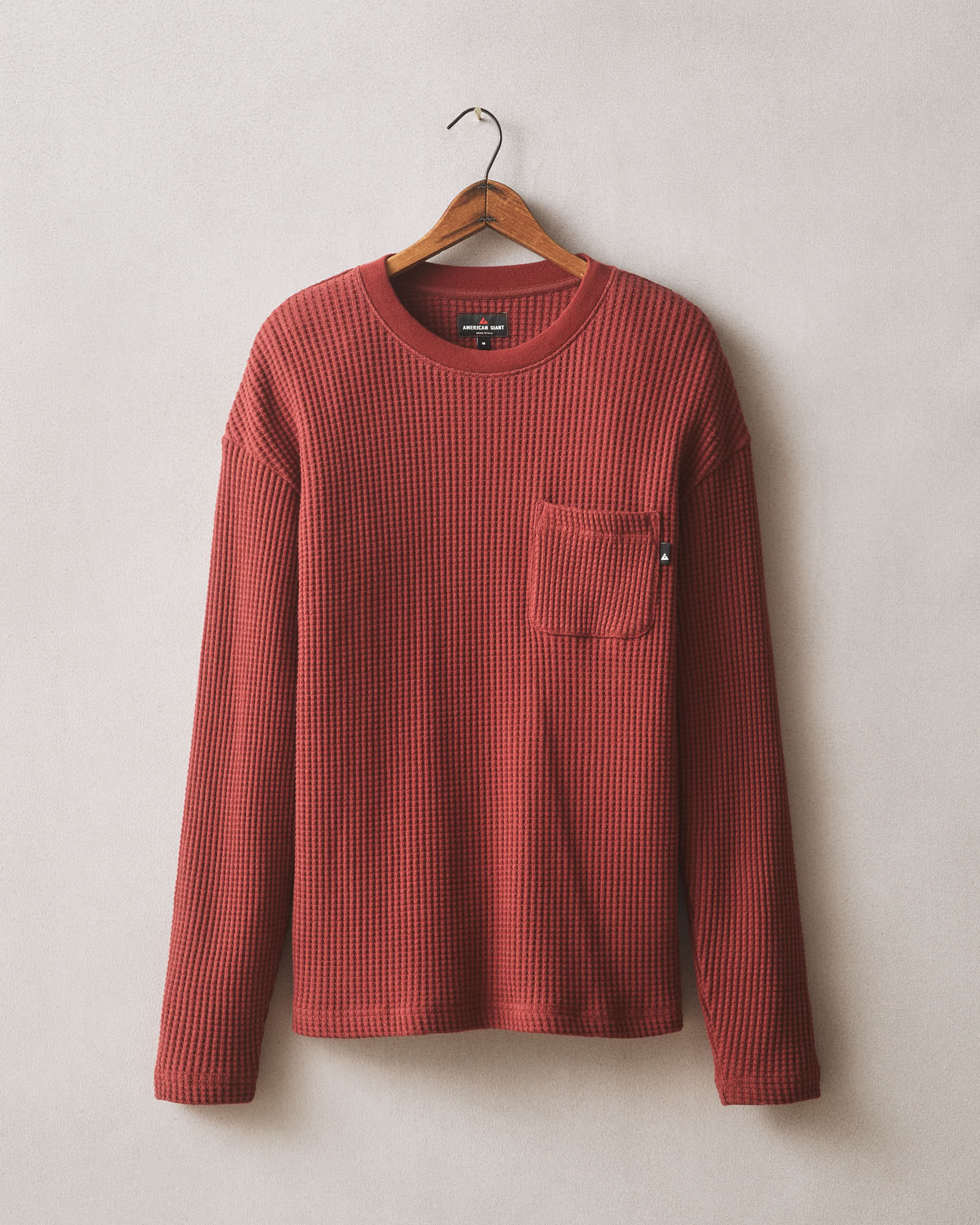Men S Waffle Pocket Long Sleeve Russet Brown
