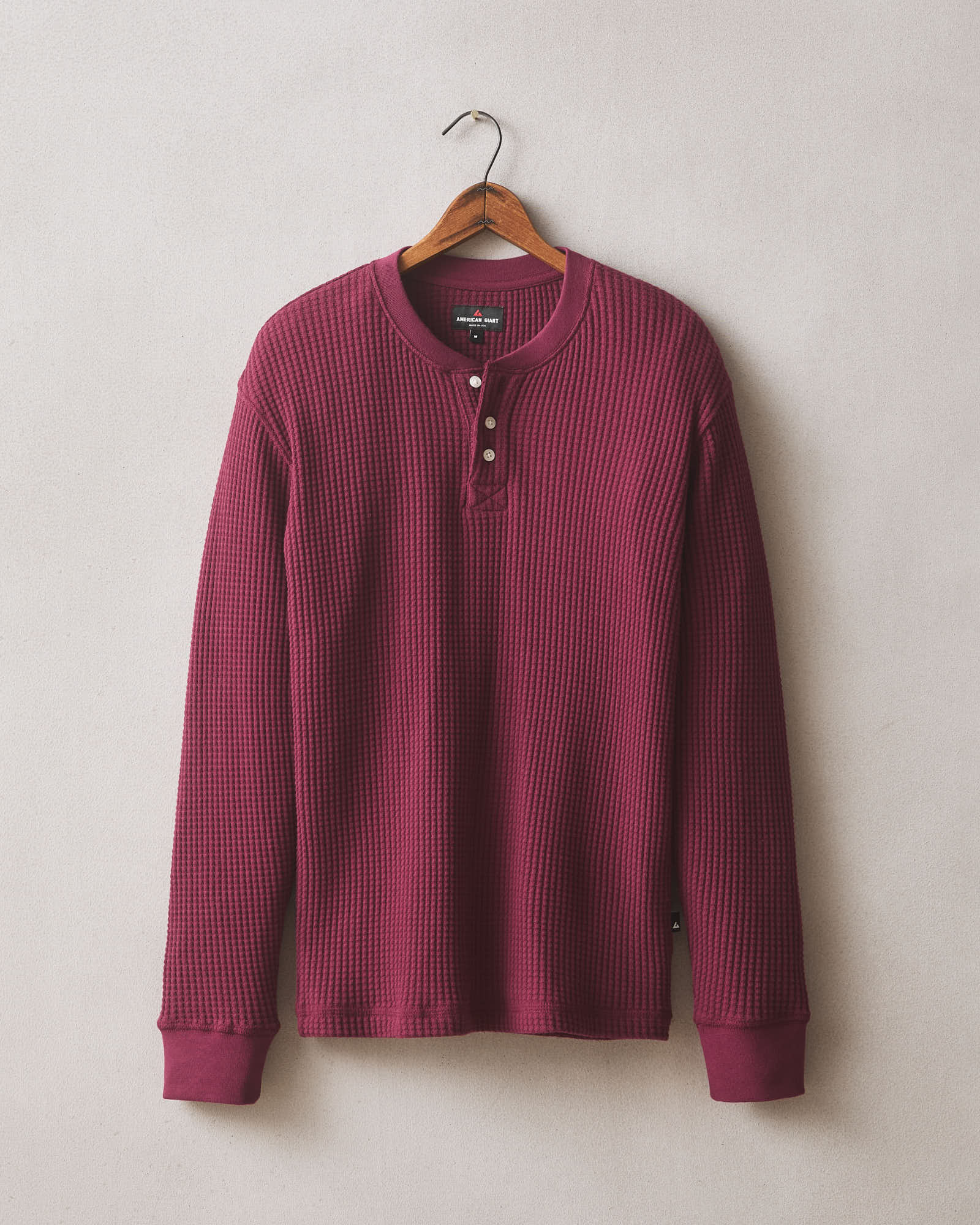 Men S Waffle Long Sleeve Henley Zinfandel