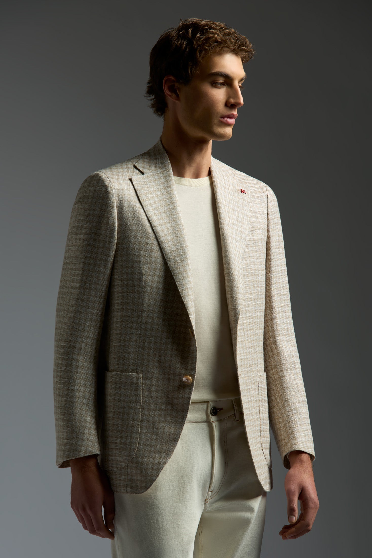 Natural Color Linen Wool and Silk Marechiaro Blazer