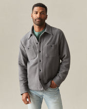 Men S French Terry Twill Shacket Thunderstorm