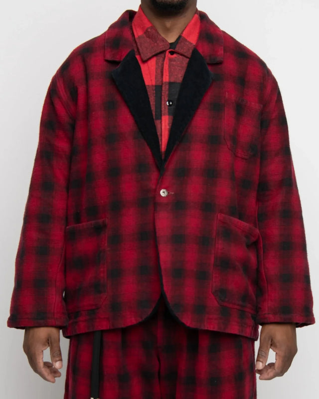 Italian Drop Lapel Flannel Check Monitaly