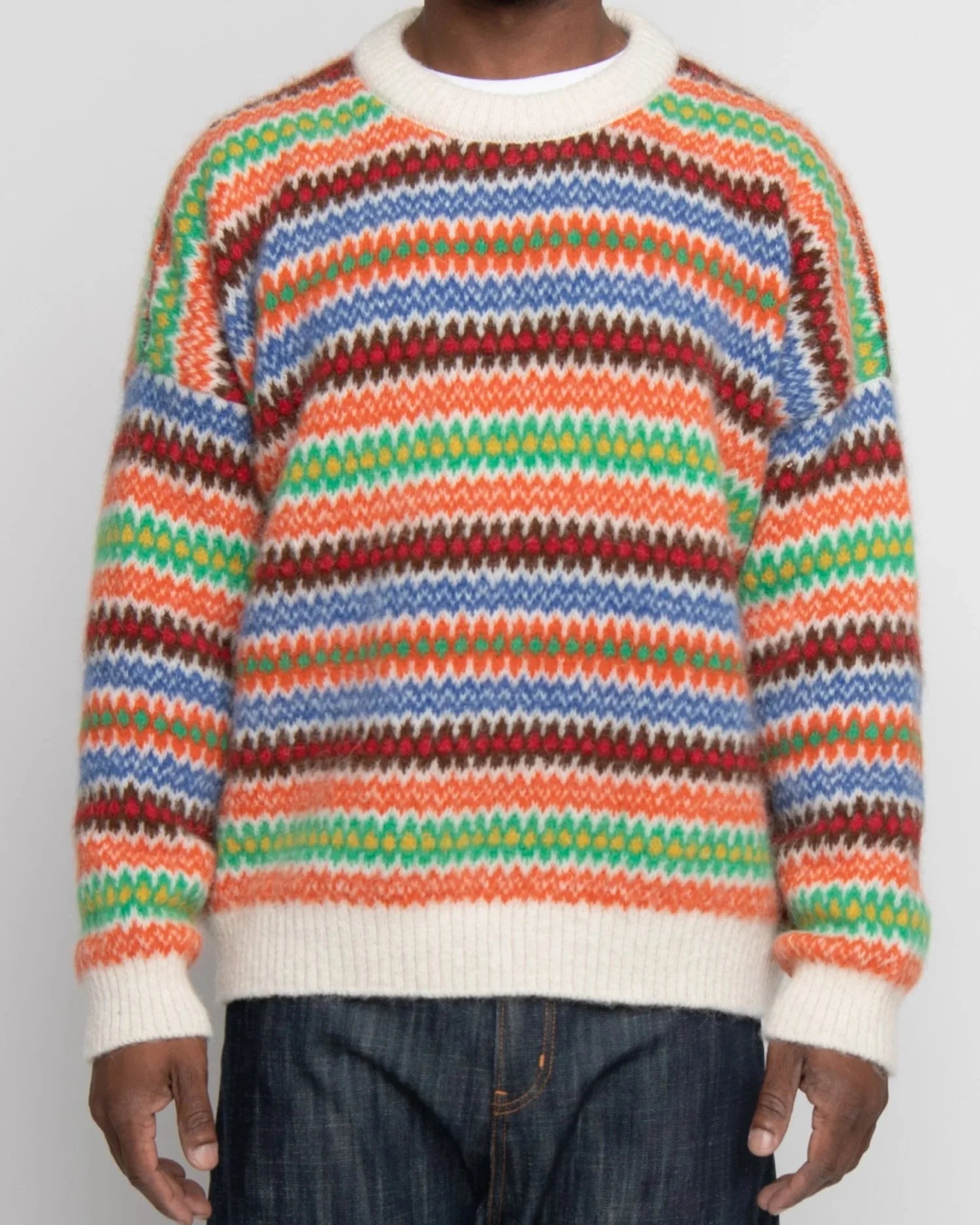 Alpaguan Fair Isle Sweater - White — MONITALY