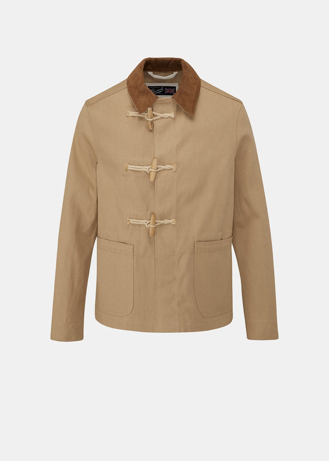 Men's Short Denim Duffle Jacket Camel