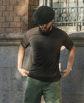 Waffle Knit Pocket T-Shirt - Black