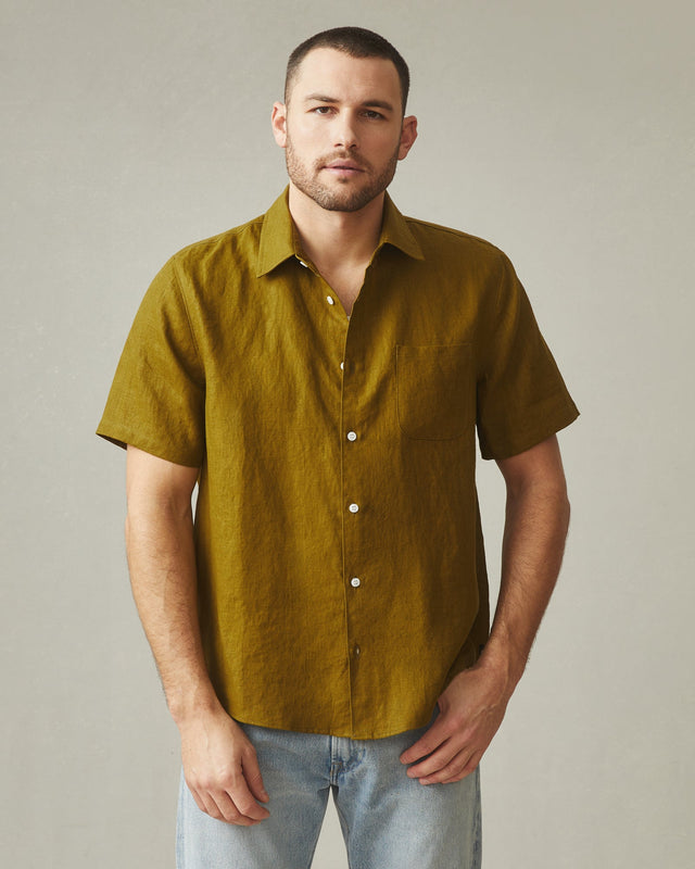 Men S Linen Shirt Fir Green