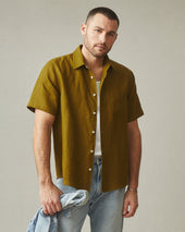 Men S Linen Shirt Fir Green