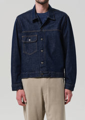 Box Denim Jacket in Crosshatch