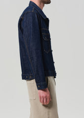 Box Denim Jacket in Crosshatch