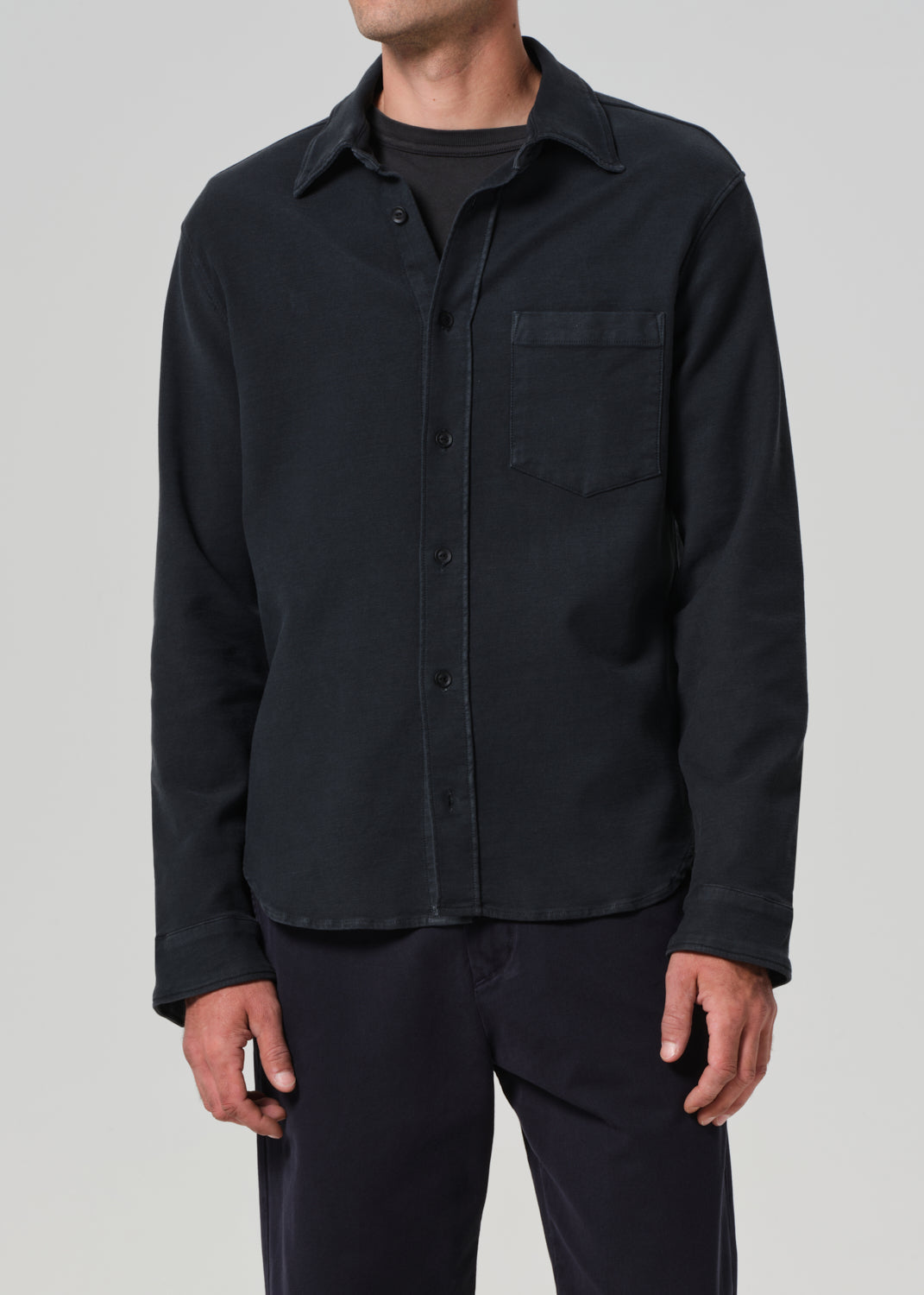 Luca Bucket Dye Shirt French Terry in Washed Black