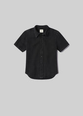 Cairo Short Sleeve Linen Shirt in Washed Black