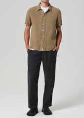 Cairo Short Sleeve Linen Shirt in Reservoir
