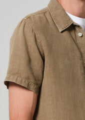 Cairo Short Sleeve Linen Shirt in Reservoir